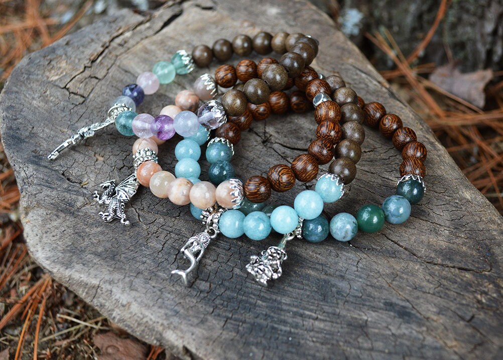 Elemental Bracelet Set Earth Water Fire Air by ShamanicSoul