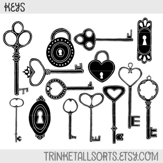 Items similar to Antique Key Clip Art, Keys Clipart, Vector ClipArt ...
