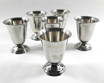 Set of 6 French vintage Inox ice cream/sorbet steamwear glasses, French Vintage.