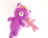 Amigurumi Cat Amigurumi Bear Crochet Bear Crochet Cat  Purple Bear Crochet Doll Plush Stuffed Toy Cat Kawaii Cat