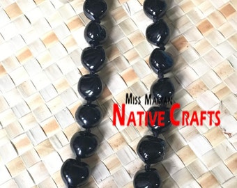 Black Kukui Leis Wholesale, Hawaiian Kukui Leis Bulk (minimum=100pcs)