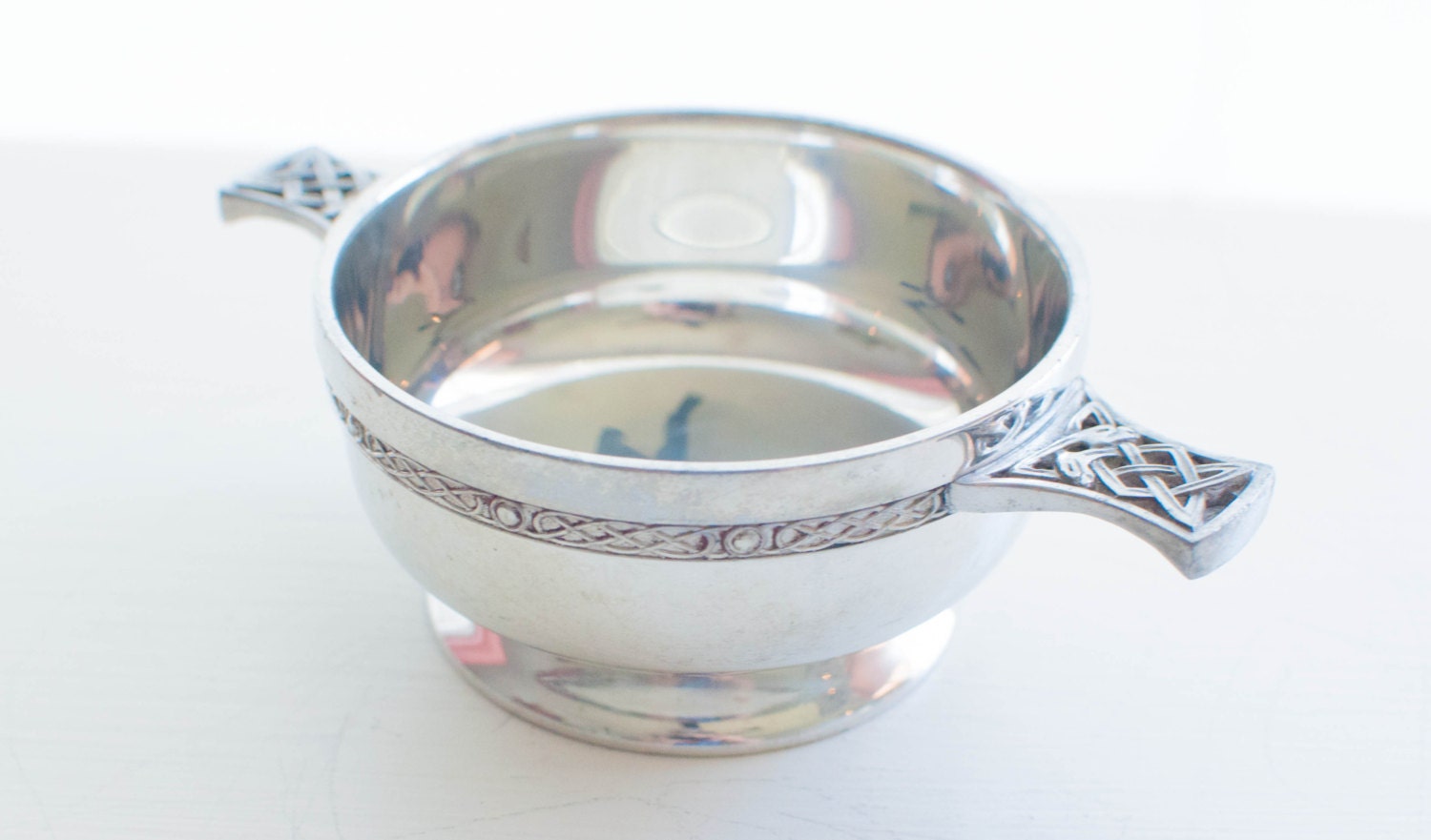 Scottish Piper Pewter Quaich Bowl