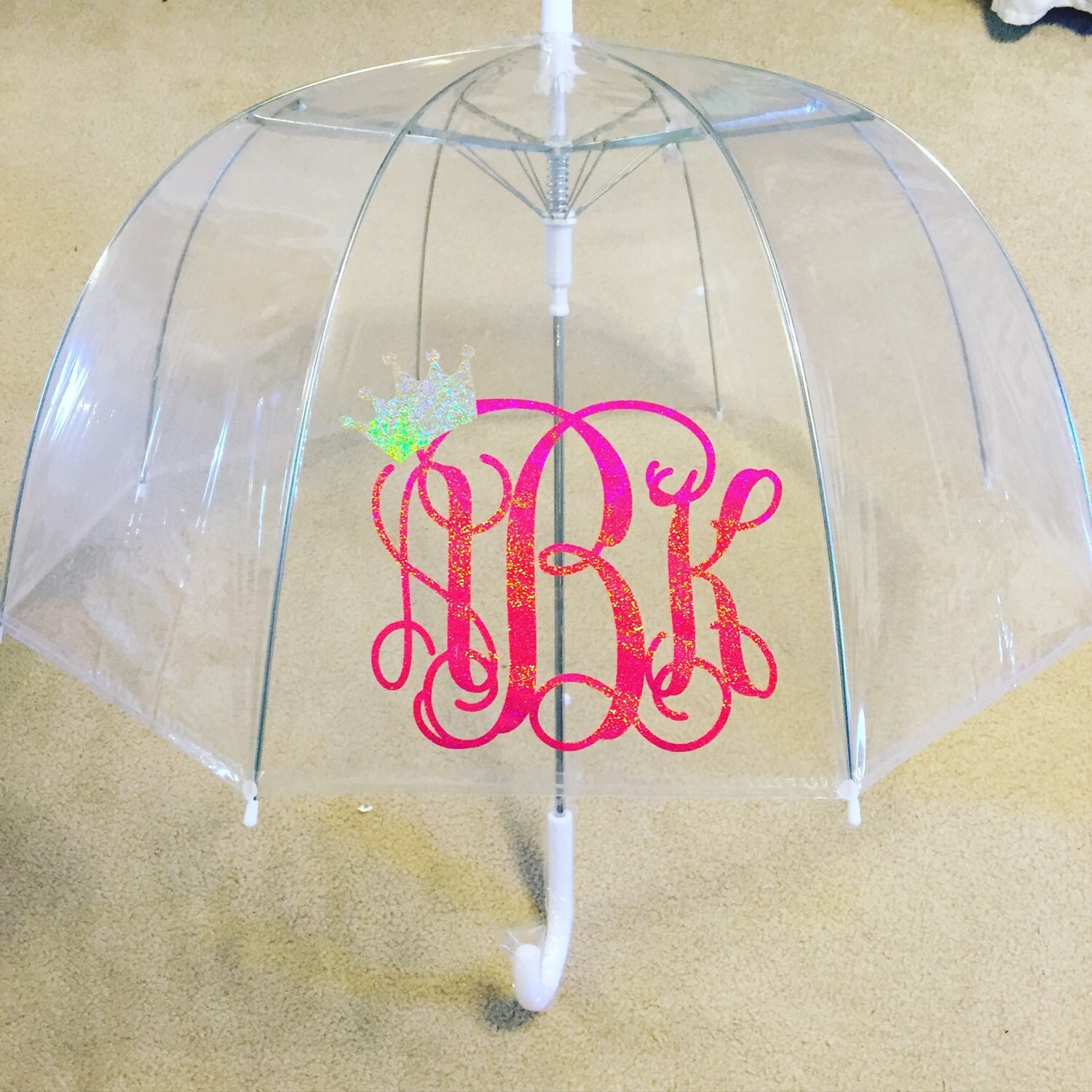 Monogrammed Bubble Umbrella 46 Clear Dome by TinyTortoiseSC