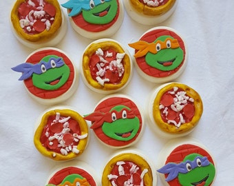 1 Dozen Teenage Mutant Ninja Turtles inspired Chocolate Covered Oreos, Fondant Toppers, Ninja Turtle Mask, Ninja Turtle Birthday