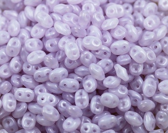 20grams 5x2mm Lavender Opal 2-hole SuperDuo Czech Glass Beads