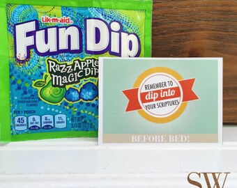 Girls Camp - Pillow Treats Printable -Spiritual Quote - Gift Tag - "Dip into Scriptures" - SW803