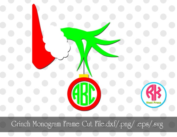 Download Grinch Hand Monogram Frame Cut File by RKHeatPress on Etsy