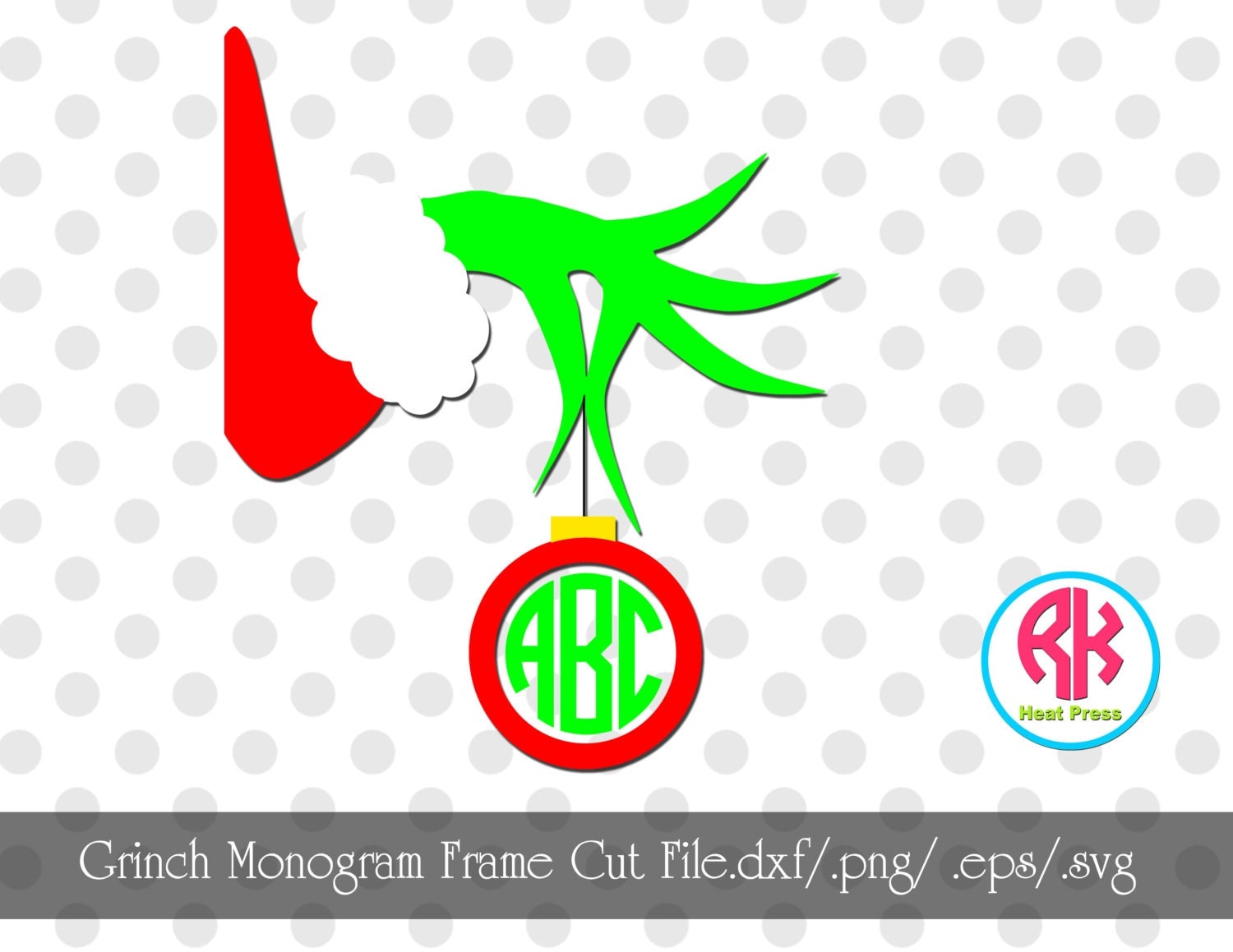 Download Grinch Hand Monogram Frame Cut File by RKHeatPress on Etsy