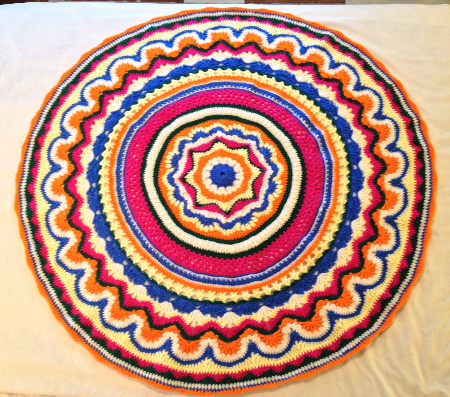 48 Mandela Round Afghan Handmade/Hand by CherylsUniqCreations