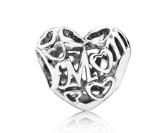 Sterling Silver S925 Openwork Mom Charm Bead for all European Pandora Bracelet