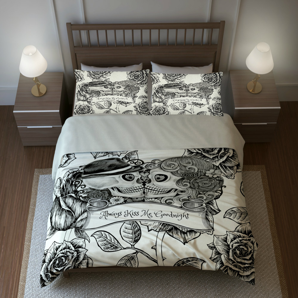 Skull Bedding Sugar Skulls Duvet Cover Comforter Set Cream