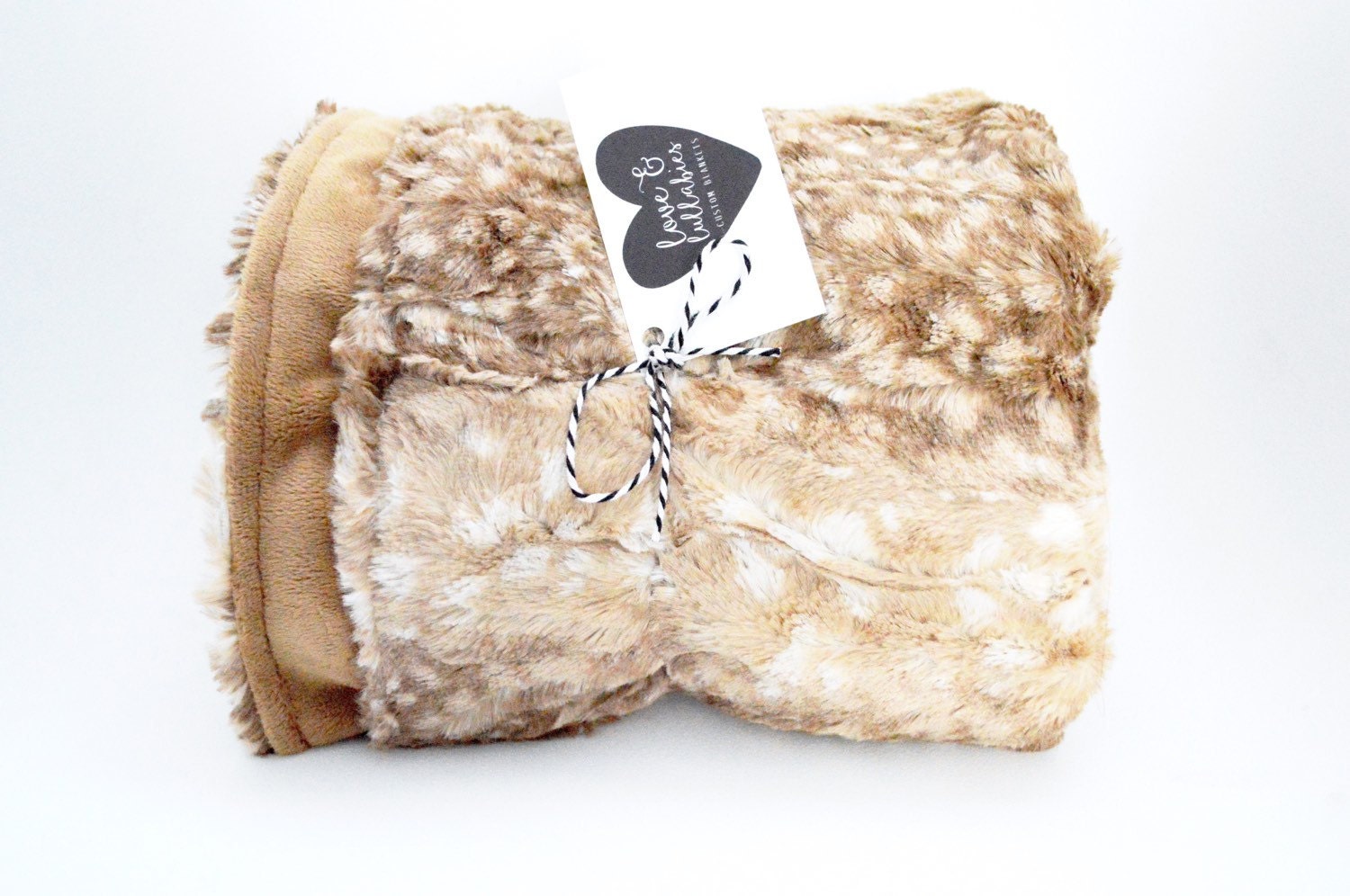LUXE Collection Fawn Faux Fur and Smooth Minky Deer Blanket
