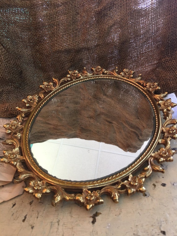 Homco Gold Mirror Flower Mirror