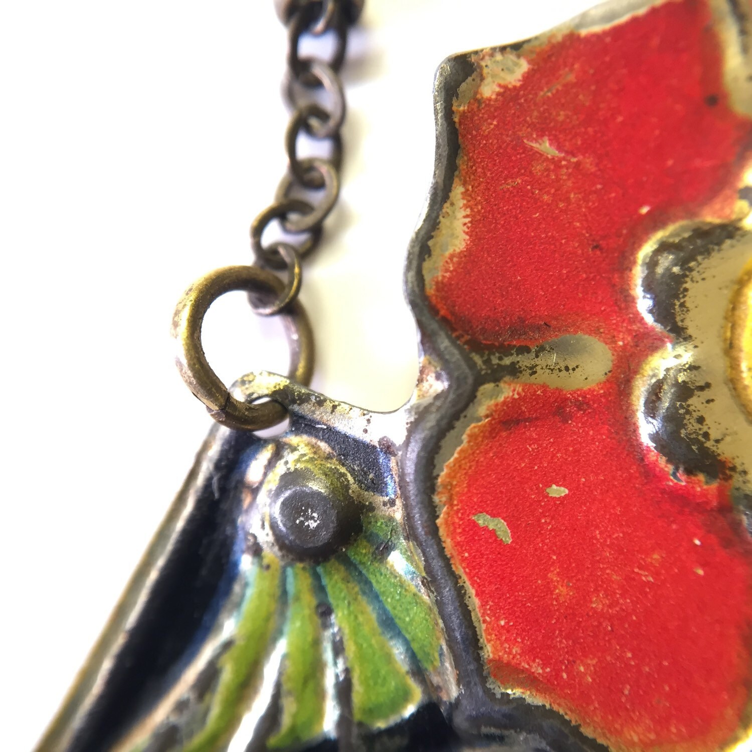 Vintage tin can jewelry cherry blossom flower necklace