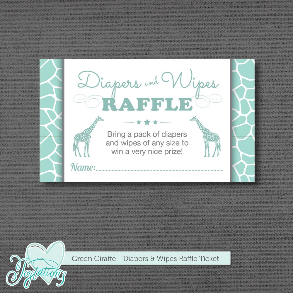 green giraffe diaper and wipes raffle ticket insert by joytations