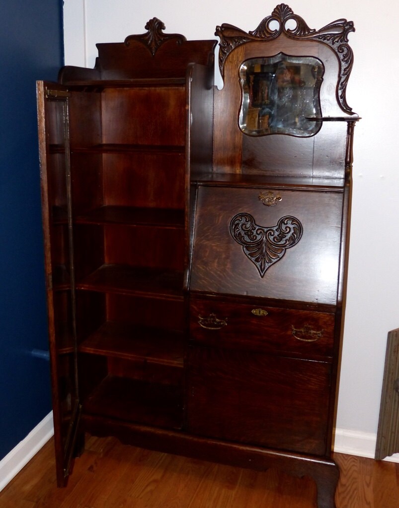 Antique SidebySide Curio Secretary