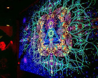 uv wall hanging 1 x 1,5M psy hippie goa art artwork cloth image nr. 2 Wandbehang Wandtuch tapestry Deko deco backdrop banner wallhanging