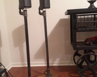 Industrial Pipe Hardwood Surround Sound Speaker Stand Pair