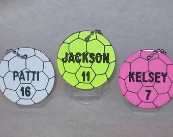 Personalized Soccer Gifts / Soccer Team Gifts / Soccer Bag Tags / Soccer Coach Gifts