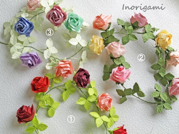 flower origami corsage Rose / Decor Origami Home / Vine Inorigami SALE Garland Fine by