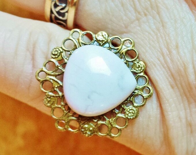 Opal Ring ~ Dainty Pink Opal Adjustable Promise or Thumb Ring ~ October Birthstone or Christmas Present for Girlfriend, Wife, Mom, Sis