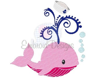 Whale Embroidery Design 050516 Filled stitch 5X7 8X8 6X10 Instant download