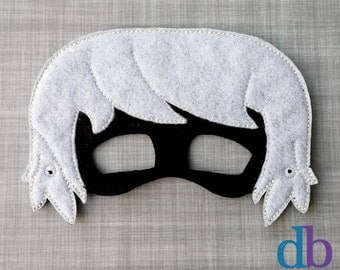 Girl Felt Embroidered Mask - Luna Mask - Kid & Adult - Pretend Play - Halloween Costume
