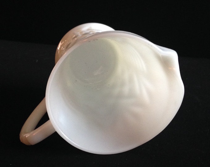 Storewide 25% Off SALE Vintage Fenton White Milk Glass Textured Creamer Serving Pitcher Featuring Unique Imprinted Modern Design With Classi