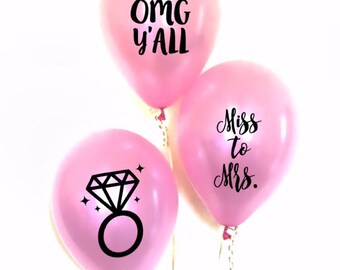 M4 Miss to Mrs Balloon Decals OMG Y'ALL Balloon Decals Bride to Be Balloon Decals Mrs. Balloon Decals Bachelorette Party Balloon Decals Set