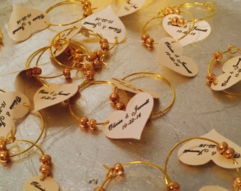 Champagne color Bride & Groom Wine Charms!! Bridal shower favors, Champagne Favors, Gold Wedding Favors, 50th Anniversary Favors