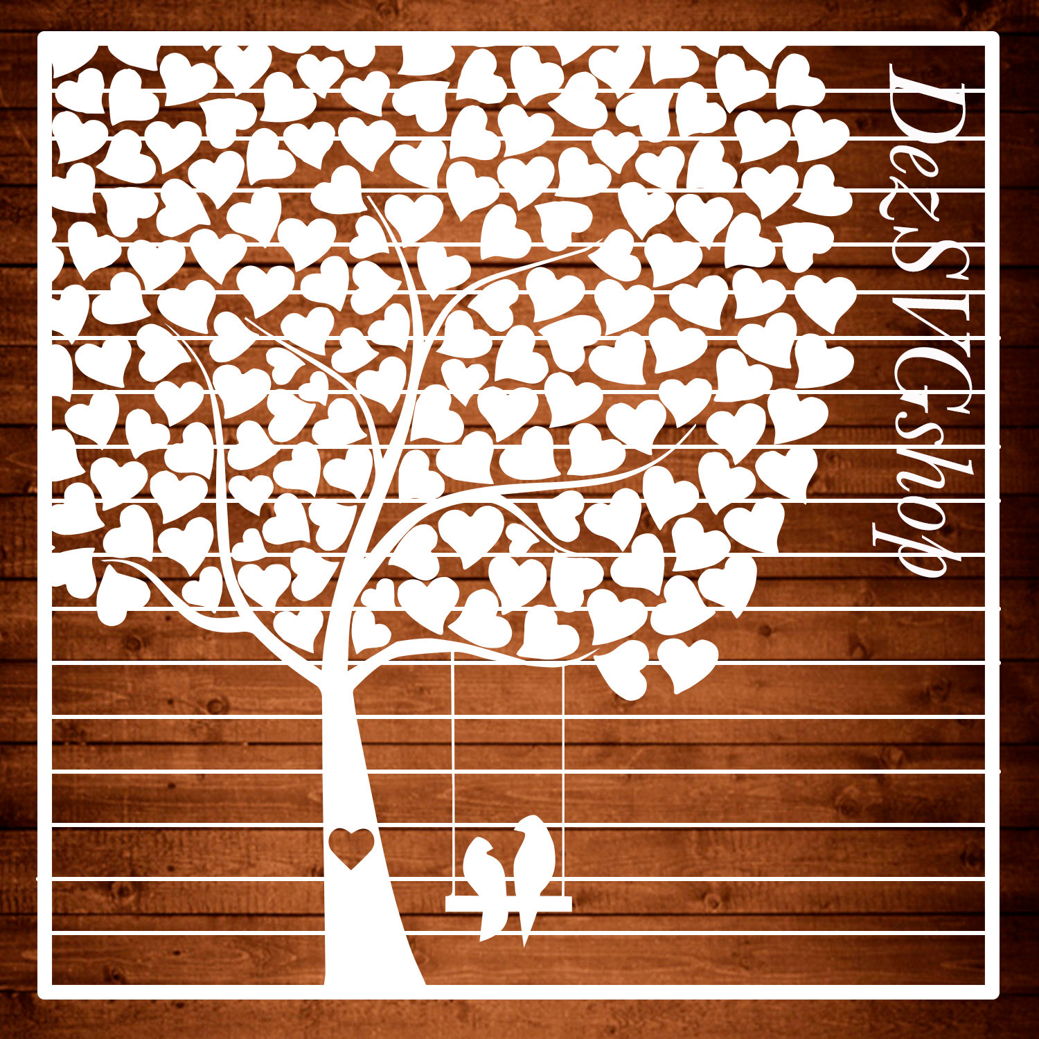 Download Wedding Tree Guest Book Love Birds Swing Hearts by DezSVGShop