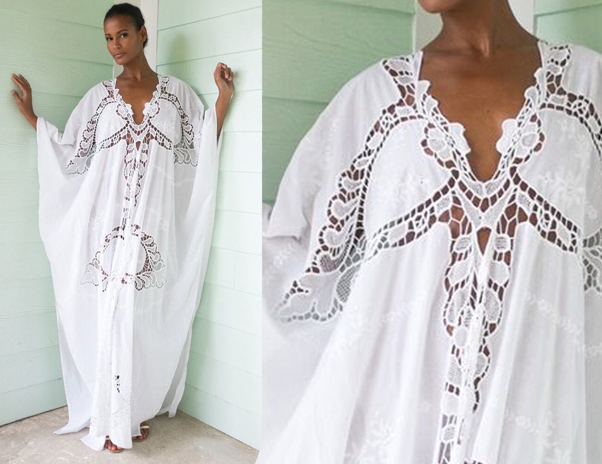 white lace kaftan