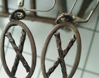 Crossed Escrima Sticks Earrings in Sterling Silver