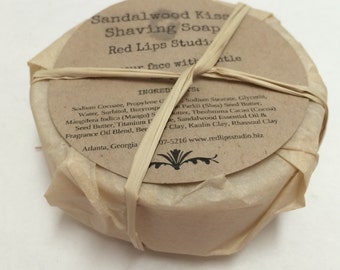 Sandalwood Kiss Shaving Soap-Wet Shave-Shave Puck-Men-Dad's-Women-4 Oz Bar