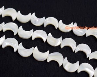 15.5" 14x16mm Natural white MOP moon, natural white mother of pearl,white color shell DIY beads, jewelry supply, white moon beads