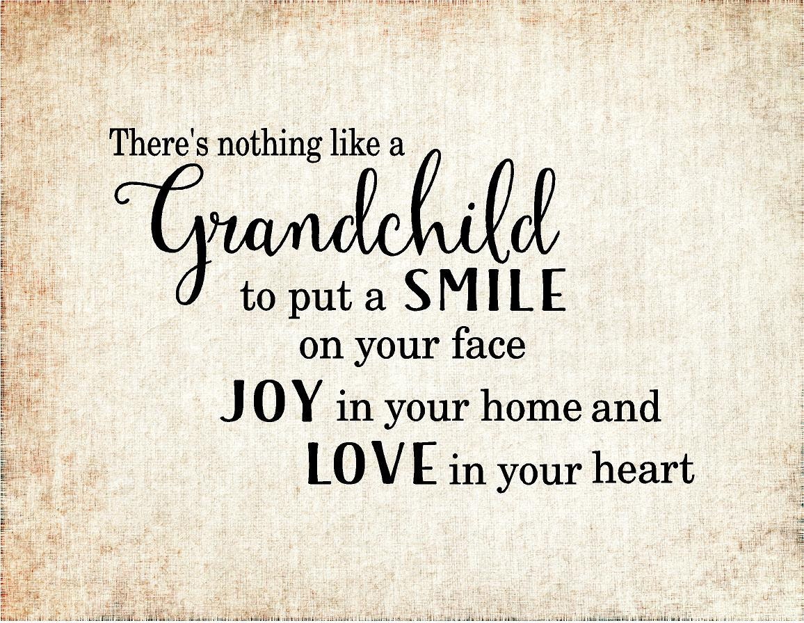 Grandchildren Love Joy Smile Wood Sign Canvas Wall Art