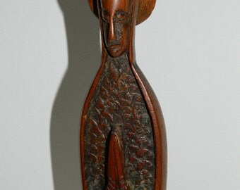 The Virgin Mary wood sculpture. wood carving "VIRGIN". french vintage religious items