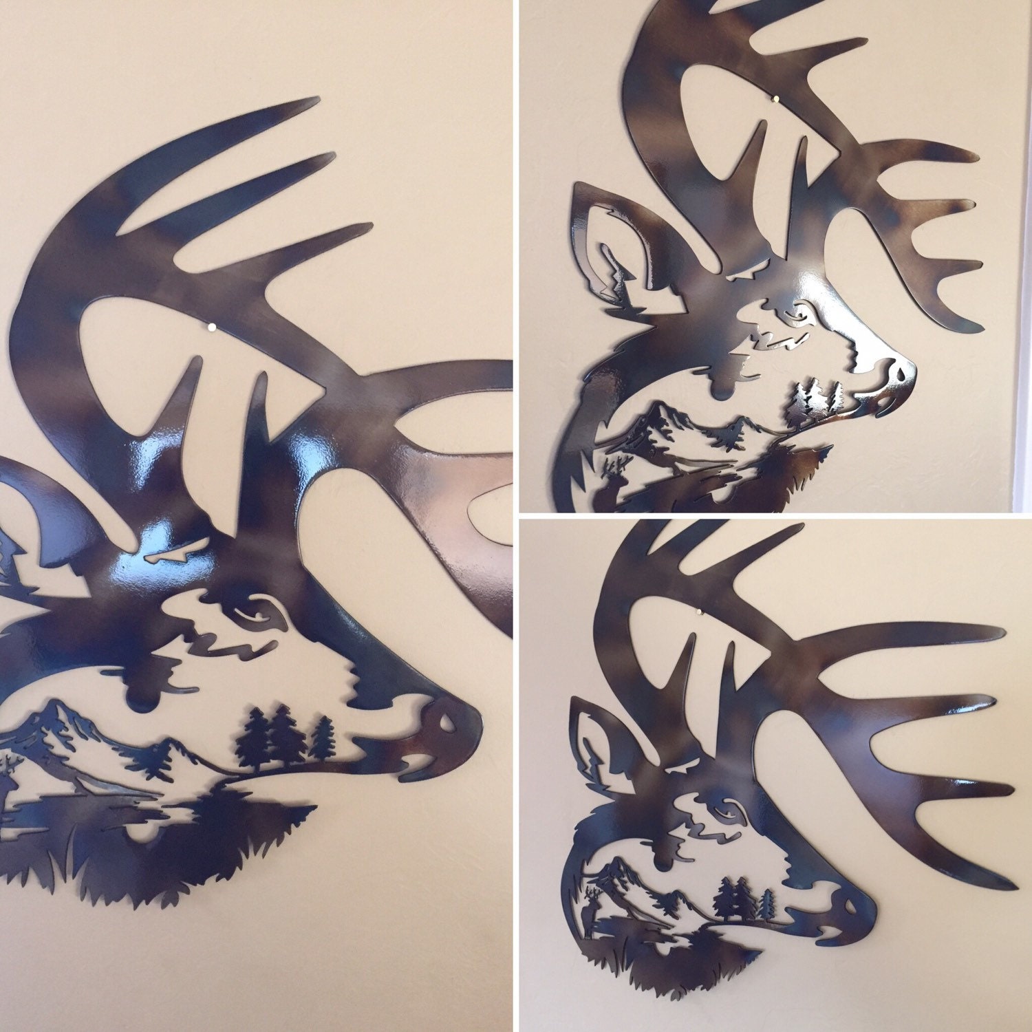 Deer Head Scene Metal Wall Art Decor by Cre8iveMetalDesigns