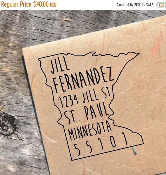 HOLIDAY SALE Minnesota Address Stamp by CustomDesignsByJill