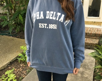 Sorority/School/Team Comfort Colors Crewneck Varsity Sweatshirt