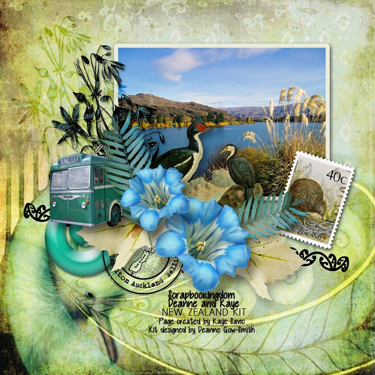 New Zealand Scrapbook Kit Kiwi Maori pattern motor home