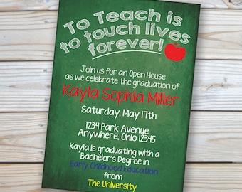 College Graduation Invitation- Teacher - Party - Open House -5x7 - Customized - Printable