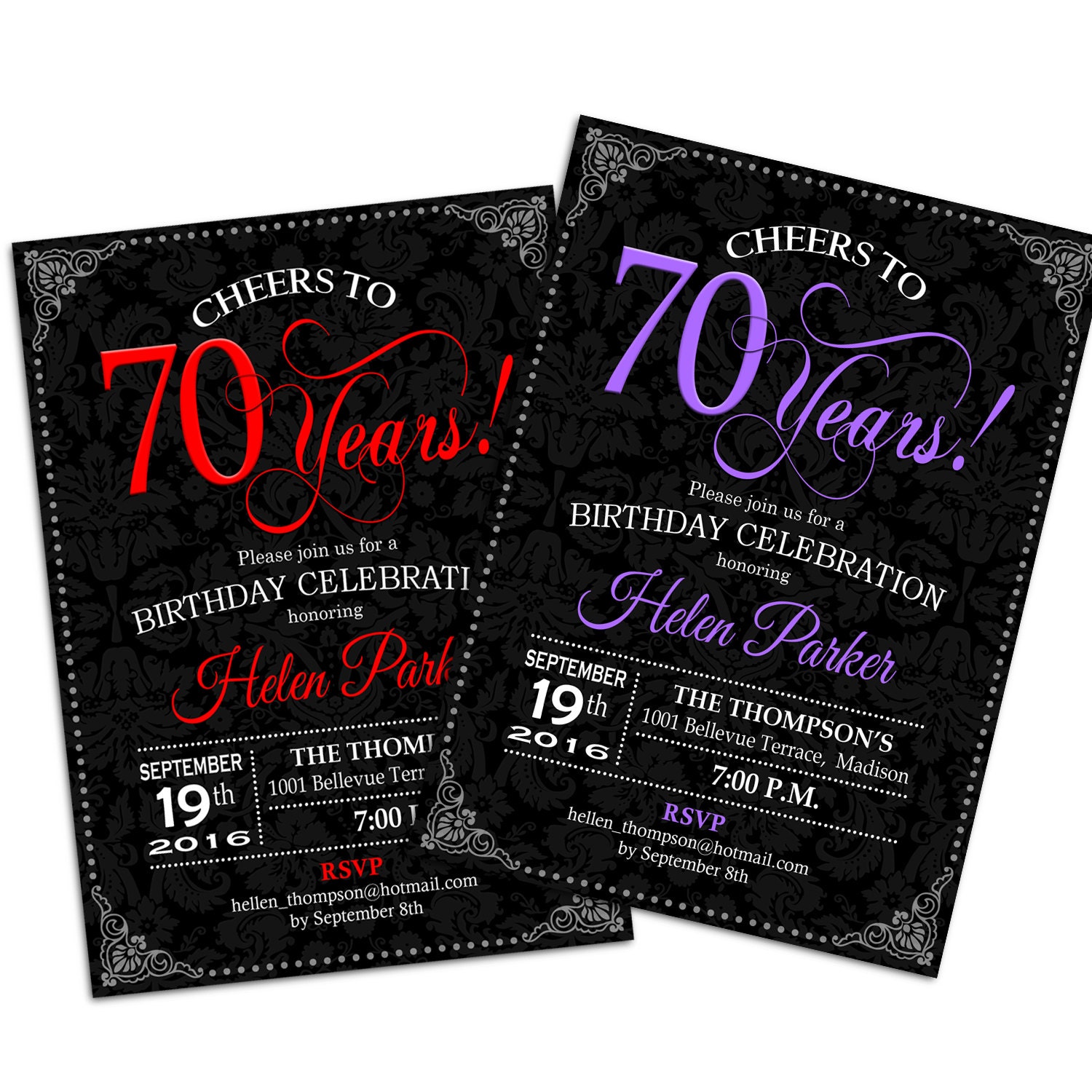 70th Birthday Invitation Any Age Cheers To 70 Years 