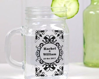 60 Transparent Personalized Wedding Mason Jar Cup wrappers/stickers for Favors