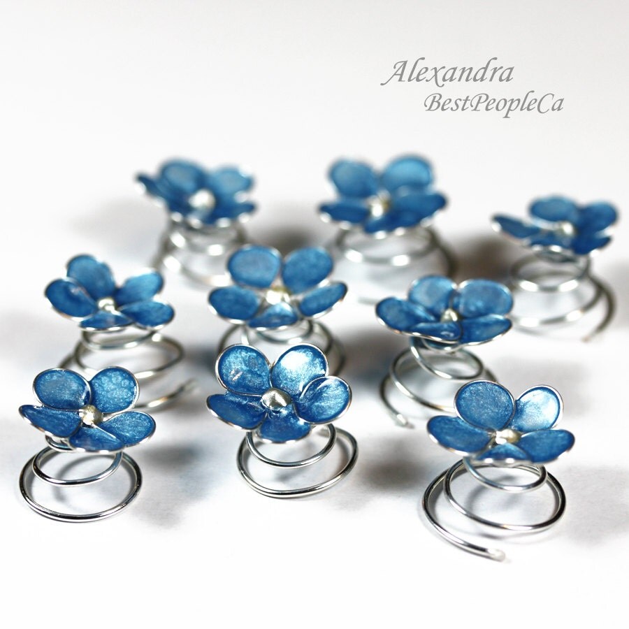 Handmade Hair spiral twists pins set of 9 Blue by BestPeopleCa