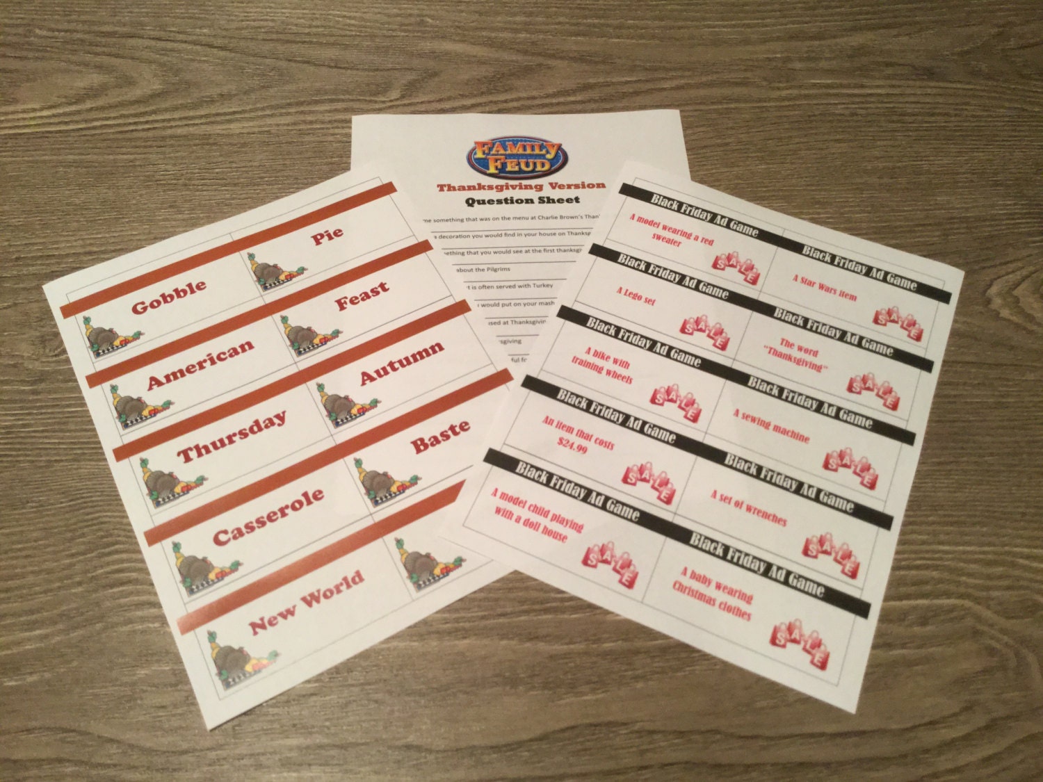Thanksgiving Printable Games Bundle Lot of 3 games Family