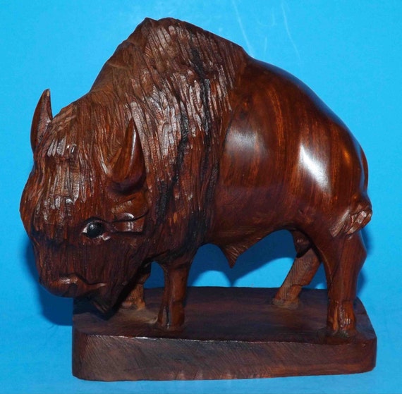 Desert Ironwood Carved Buffalo 6.25 long x by IronwoodSculptures