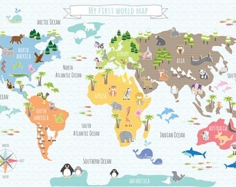 Animal world map | Etsy