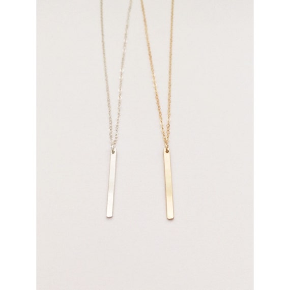 Dainty vertical bar necklace / 14k Gold Filled /Sterling