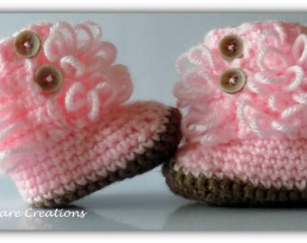 0-6 Months Loop Boots, Furrylicious Boots, Baby Booties, Crochet Booties, Baby Boots, Crochet Shoes, Baby Shoes